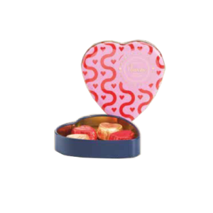 Venchi presentask i plåt - chokladhjärtan ljus och mörk choklad, 48g.