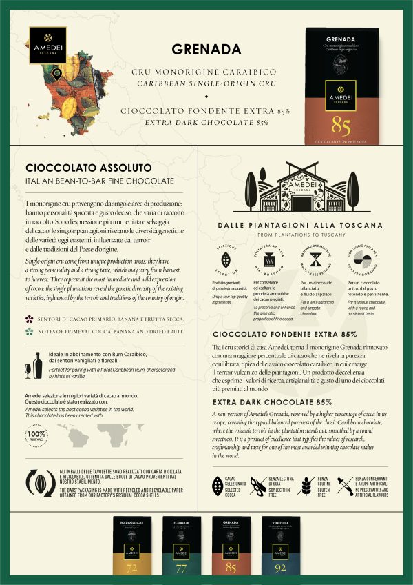 Amedei - Chokladkaka I Cru, Grenada 85% kakaohalt, 50g. - Bild 2