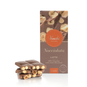 Venchi - Ljus choklad med hela hasselnötter, 95g.