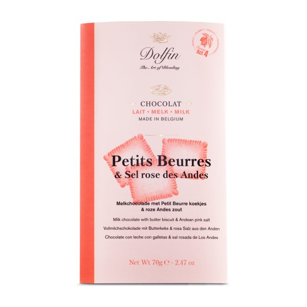 Dolfin Chokladkaka - Ljus choklad med smörkex och rosésalt, 70g.