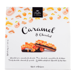 Dolfin Caramels - kola, choklad, aprikos och mandel, 200g.