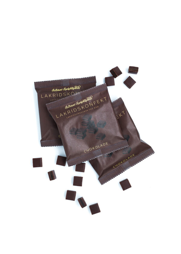 Hattesens Konfektfabrik - Lakritskonfekt i påse, choklad, 32g.