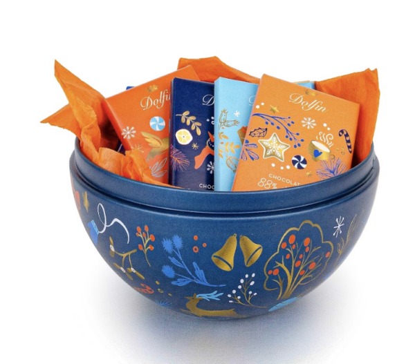 Dolfin julkula i plåt med mörk choklad