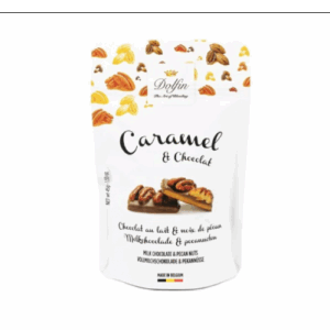 Dolfin Caramels - krokant ljus choklad och pekannötter, 45g.