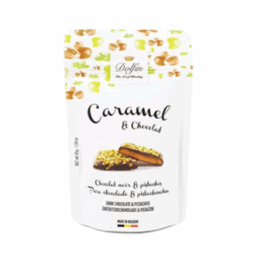 Dolfin Caramels - Krokant, choklad och pistagenötter, 45g.