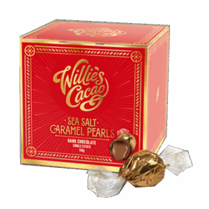 Willie´s Cacao - Mörk chokladpralin med sea salt caramel, 150g.