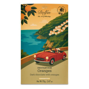 Dolfin Chokladkaka - SOMMARMOTIV mörk choklad med apelsin, 70g.